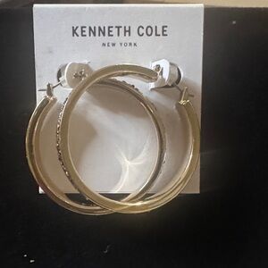 Brand New! Kenneth Cole Shiny Gold Hoop Earrings